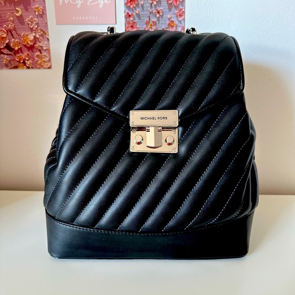 Michael Kors Leather Black Mini Backpack